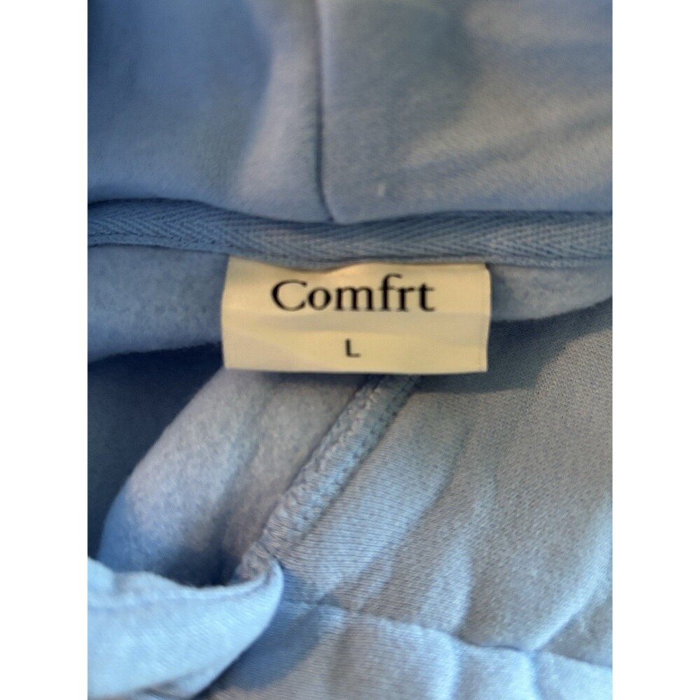Comfrt Light Blue Fleece Oversized Classic Pullover Pocket Hoodie Large NWOT - Picture 5 of 7